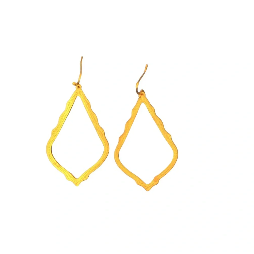 Kendra Scott Dani Style Open Frame Earrings | Gold Teardrop Statement - Picture 3 of 4
